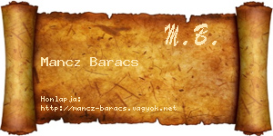 Mancz Baracs névjegykártya